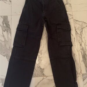 Aritzia Black Straight Leg Cargo Pants